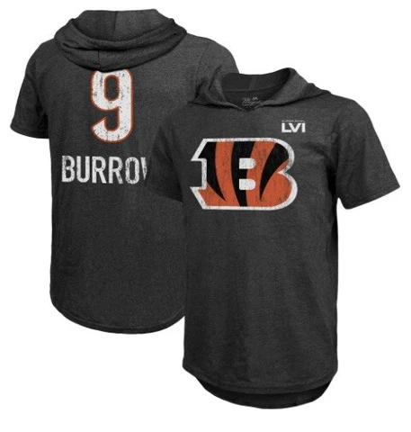 Joe Burrow Majestic Threads Super Bowl Short Sleeve Hoodie XL Cover