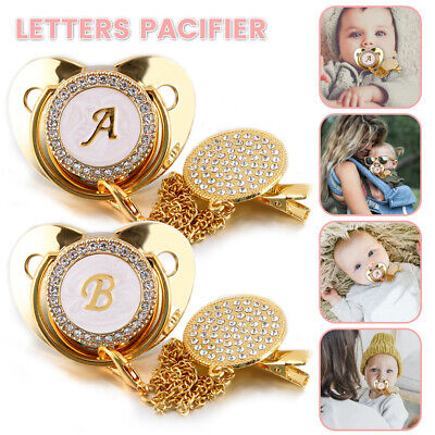 Luxury Initial Teething Baby Pacifier Chain Clips Shining Pacifier Toys Soothers • 13.20$