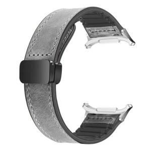 Leather & Soft Rubber Hybrid Sweatproof Strap For Galaxy Watch Ultra 47mm Band - Picture 1 of 42