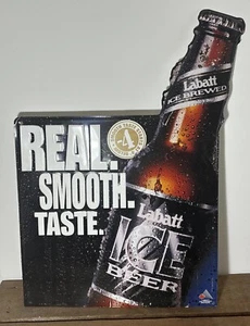 Labatt Ice Brewed Beer Bottle Canadian Tin Sign Mancave Bar 25" x 17" Used - Picture 1 of 6