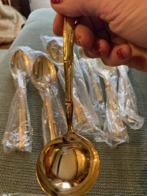 Bamboo serving ladle--GOLD IN COLOR NICE - Image 1 of 3