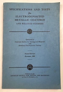 Specifications & Tests for Electrodeposited Metallic Coatings 1961 3rd Ed PB - Picture 1 of 8