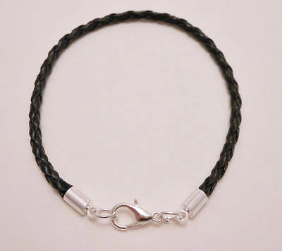 Leather Faux Braided Cord Surfer Bracelet Anklet with Lobster Clasp 3mm Unisex - Image 1 of 3