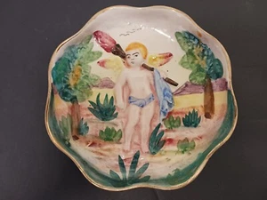 Vtg Painted Porcelain Cherub Trinket Dish Capodimonte Italy 5627 - Picture 1 of 9