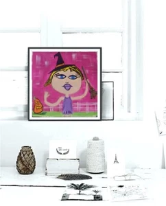 Witch and Pumpkin, Comic Pop Art, Original Acrylic fantasy Painting - Picture 1 of 6