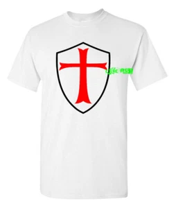 TEMPLAR KNIGHTS CROSS SHIELD T SHIRT holy crusader knights templar symbol - Bild 1 von 2