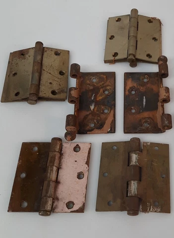 Vintage Antique Steel Hinges Hinge Pins Lot of 7 Multiple Finish Cover