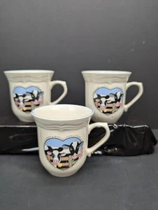 Tienshan Country Charm Buttercup Heart and Cows Replacement Coffee Mugs Lot of 3 - Picture 1 of 11