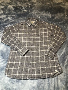 Free Planet Window Pane Button Down Flannel Shirt Mens Gray/White/Black Size S - Picture 1 of 9