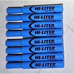 LOT 8 Avery Hi-Liter Desk Style Highlighter Fluorescent Blue Nontoxic 24016 - Picture 1 of 4