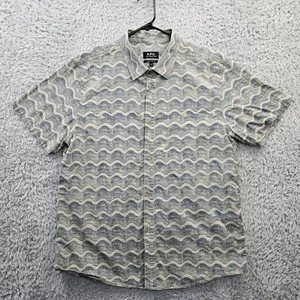APC Rue Madame Paris Shirt Short Sleeve All Over Print Waves Men XL Cotton - Picture 1 of 12