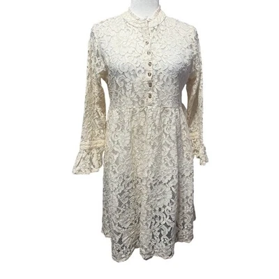 Sundance Cream Lace Babydoll Dress Medium Petite Boho Prairie (Slip Needed) - Image 1 of 4