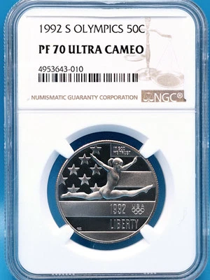 1992-S Olympics Half Dollar 50c NGC PF 70 Ultra Cameo - TOP POP - Image 1 of 4