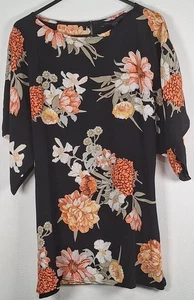 French Connection Ladies Black Floral Long Formal Top, Size 10, New - Picture 1 of 10