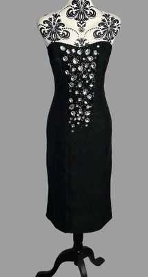 Próximo Vestido Bandeau Negro Estrás Ocasión Especial Talla 12 Noche Fiesta Ropa Foto 1 de 4