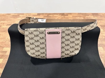 Michael Kors Signature MK Logo Belt Bag Waist Fanny Pack  Brown/Tan/Pink  Sz S/M - Image 1 of 4