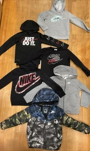 Nike Boys Lot of 6 Jacket Hoodie Black Gray S 5 6 7 Full Zip Pullover Pre-Owned - Picture 1 of 14