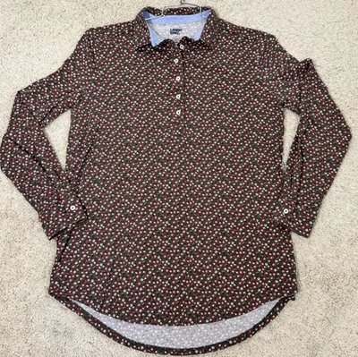 Camisa Polo Lands End Para Mujer Floral Manga Larga Algodón Pima Talla L Suave Preppy Foto 1 de 4