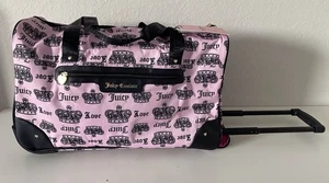 Juicy Couture Logo Corona Bolso de Lona Rodante Equipaje de Mano Rosa Negro NUEVO - Imagen 1 de 11