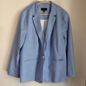 Blazer Talbots GINGHAM SINGOLO BOTTONE blu chiaro a quadri blazer a quadri donna 22 - Foto 1 di 16