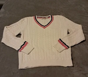 Polo Jean Co. RL Cable Knit V-neck Sweater Preppy Retro Sporty Ivy League Sz XL. - Picture 1 of 11
