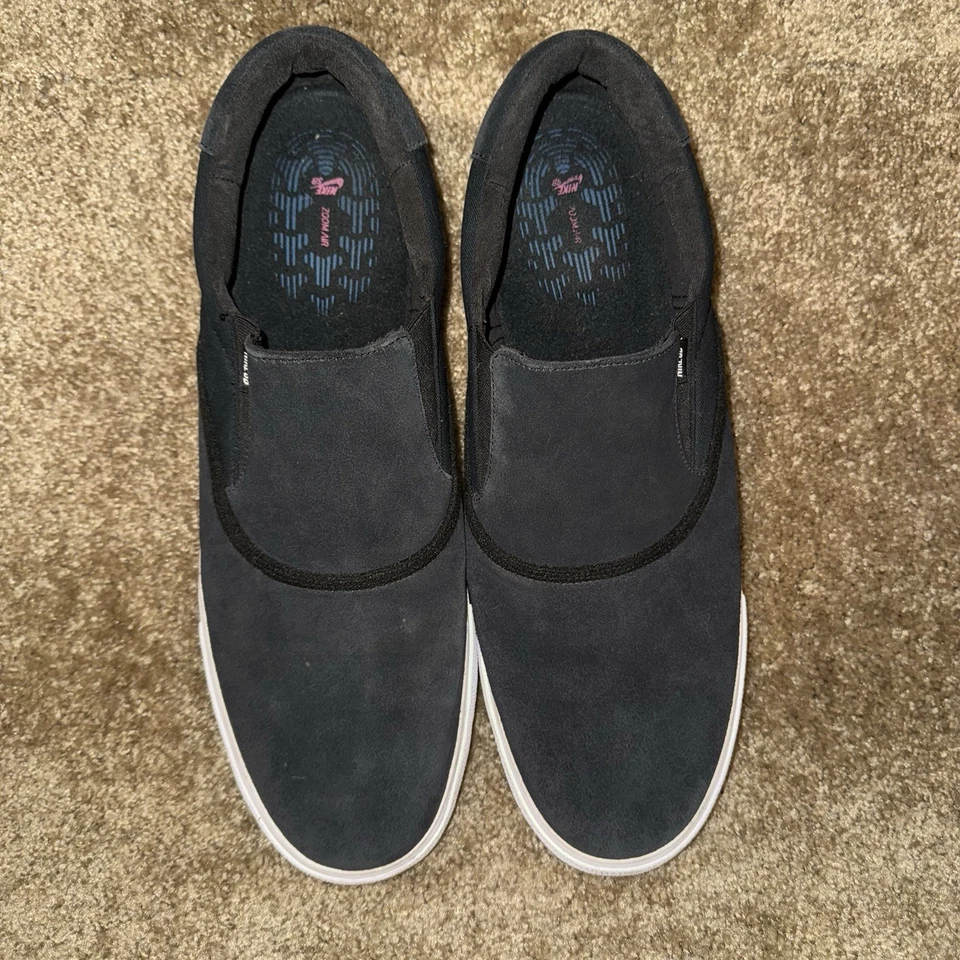 Nike SB Cromo Zapatos Sin Cordones Negro Gamuza Talla 18 CZ2373-001 Skateboarding Raro Foto 1 de 4