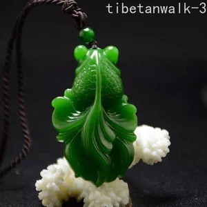 Green Jade Goldfish Pendant Small Goldfish Necklace Hand-carved - Picture 1 of 1