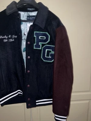 Paisley & Gray Men's Ski Club Down Varsity Jacket - Navy Burgundy - Image 1 of 4