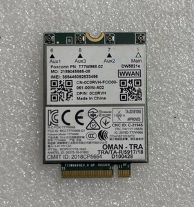 Tarjeta genuina Foxconn DW5821e T77W968 Dell WWAN LTE 4G T77W968 0C0RVH W3 - Imagen 1 de 2