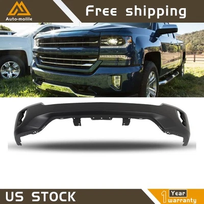Barra frontal de parachoques para Chevy Silverado 1500 2016-2018 con orificios de luz antiniebla Foto 1 de 4