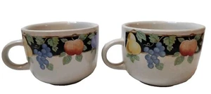 Juego de 2 reemplazos de tazas de té de café de gres abundante manzanas uvas frutas - Imagen 1 de 4
