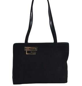 Authentic GUCCI Shoulder Tote Bag Purse Suede Leather Black J4738