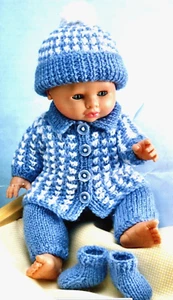 VINTAGE COPY Doll Clothes Knitting Pattern Jacket, Pants, Socks & Beanie 8 Ply - Picture 1 of 3