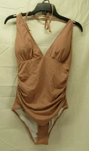 CUPSHE Women's Shirring Design V-Neck Low Back One Piece Swimsuit (X-Small, Pink - Picture 1 of 5