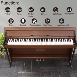 GDP-107 88Key Standard Full Weighted Keyboards Digital Piano Black Walnut Glarry - Picture 1 of 8