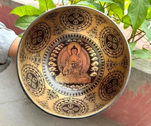8 Zoll Buddha geschnitzte Klangschalen - Tibetisches Mantra geschnitzt Klangheilung - Yoga - Bild 1 von 5