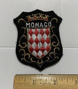 Principality of Monaco Red White Checkered Coat of Arms Shield Patch Badge - Picture 1 of 3