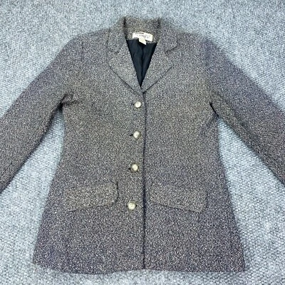 Blazer Newport News para mujer talla 6 gris chaqueta vintage blanco y negro moteado Foto 1 de 4