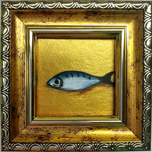 Sardine original painting Fish Painting Seafood Art Sardine Still life Mini Art - Picture 1 of 10