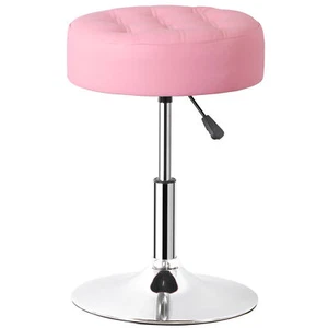 Modern Vanity Stool PU Leather Swivel Vanity Makeup Chair Ottoman Stool Pink - Picture 1 of 24