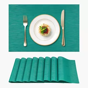 Placemats Set of 8 Heat-Resistant Woven Vinyl Placemat Non-Slip Washable PVC ... - Picture 1 of 7