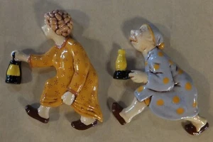 VTG HAND PAINTED 2 PIECE CERAMIC ARNEL RACE TO OUTHOUSE MA & PA WALL ART DECOR - Picture 1 of 14