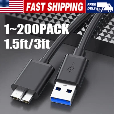 Micro USB 3.0 Cable High Speed Data SYNC For HDD External Hard Drive LOT - Image 1 of 4