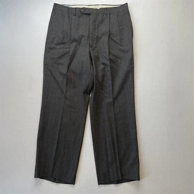 Calça social masculina plissada 100% lã tweed xadrez marrom 34x30 vintage Corbin feita nos EUA - Imagem 1 de 4