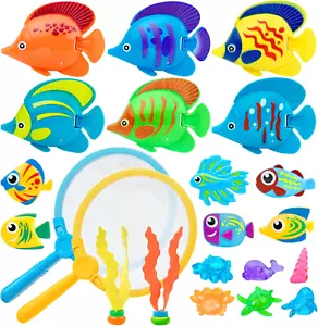 23 Pcs Pool Toys for Kids, Bath Toys Dive and Grab Fishing Game Set, Diving Toys - Picture 1 of 12