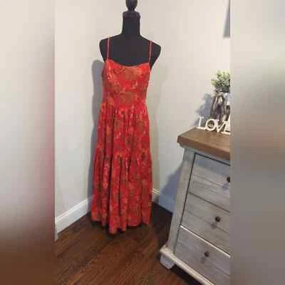 Christian LaCroix Linen Red Floral Maxi Dress NWT - Image 1 of 4