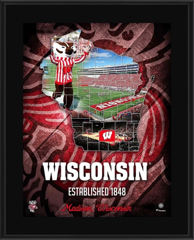 Wisconsin Badgers 10.5" x 13" 2018 Sublimated State Plaque Cover
