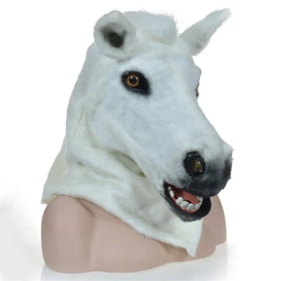 Disfraz de mascota cabeza de caballo blanco puede mover cabeza de boca traje de Halloween disfraces - Imagen 1 de 4