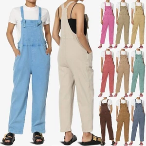TheMogan Women's Casual Denim Overalls Adjustable Straps Relaxed Fit Daily Wear - Picture 1 of 62