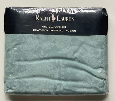 NUEVO* ¡RARO! Ralph Lauren Vintage *Hoja plana completa Avery AZUL FLORAL Flor Damasco Foto 1 de 4